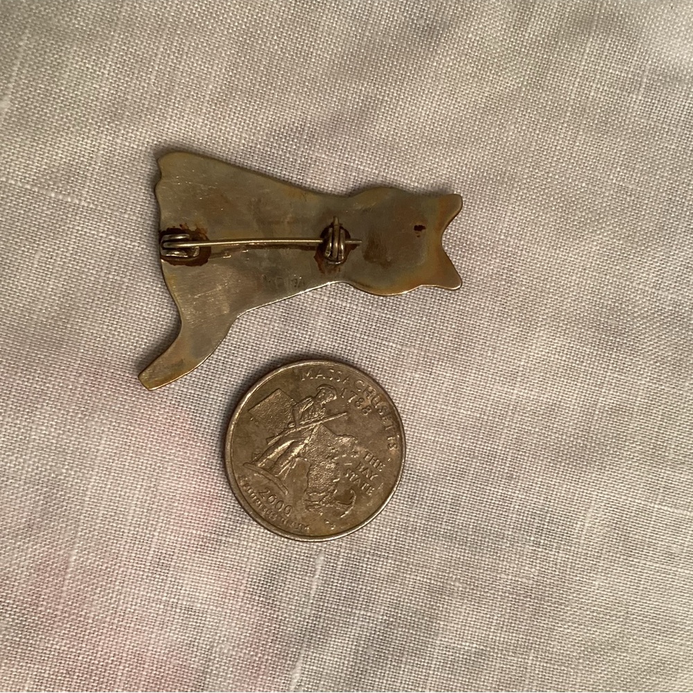 Silver and Black Enamel Kitty Pin - Picture 3 of 3